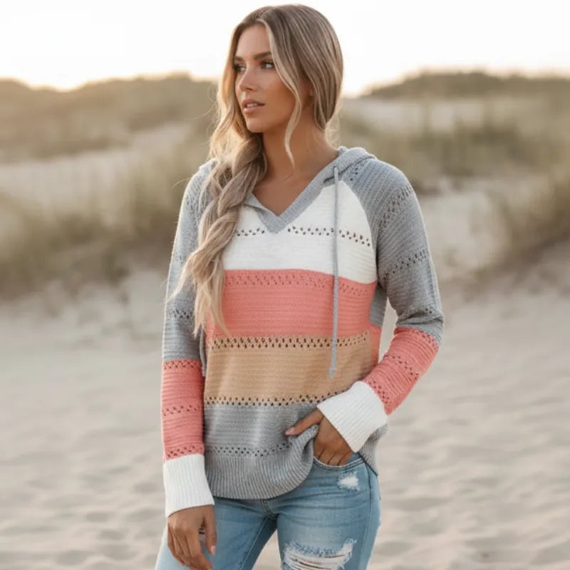 Poppy | Women's Hooded Striped Knit Sweater