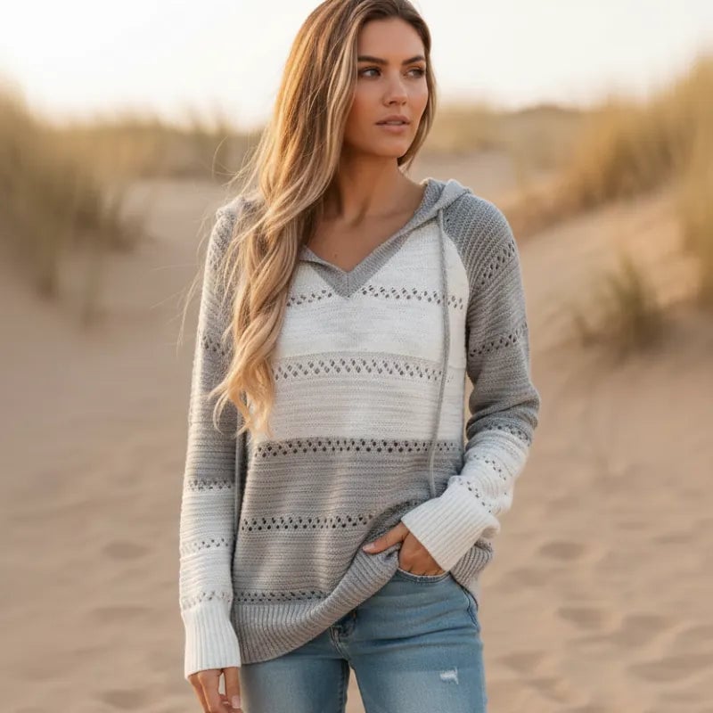 Poppy | Women's Hooded Striped Knit Sweater