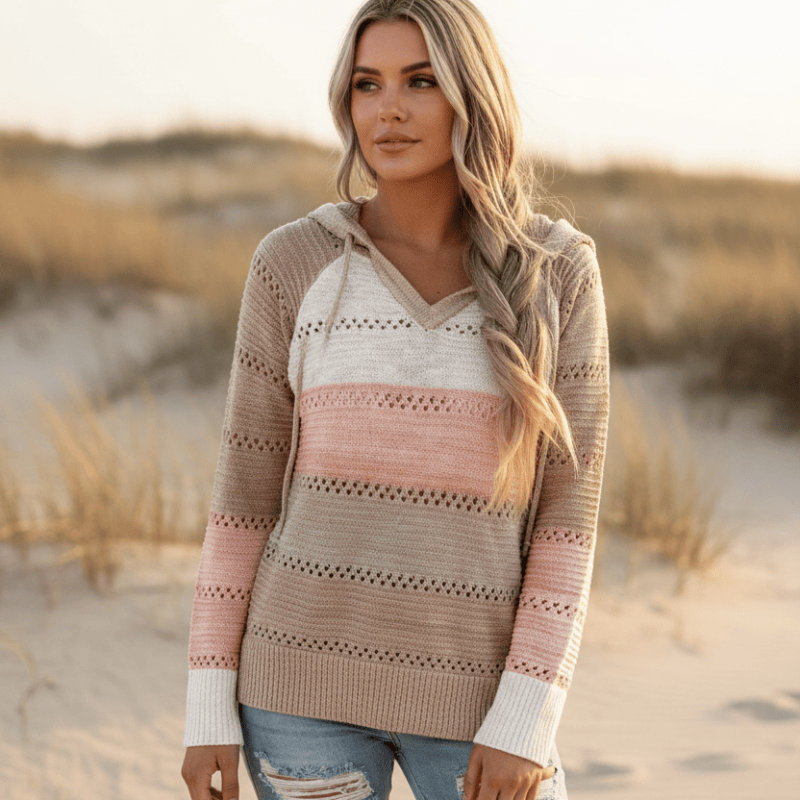 Poppy | Women's Hooded Striped Knit Sweater