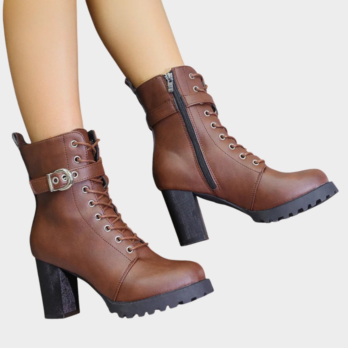 Fenella | Women's Lace-Up Heeled Combat Boots