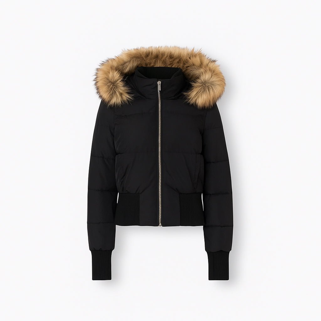 Sophie | Women's Cropped Puffer Jacket with Fur Hood