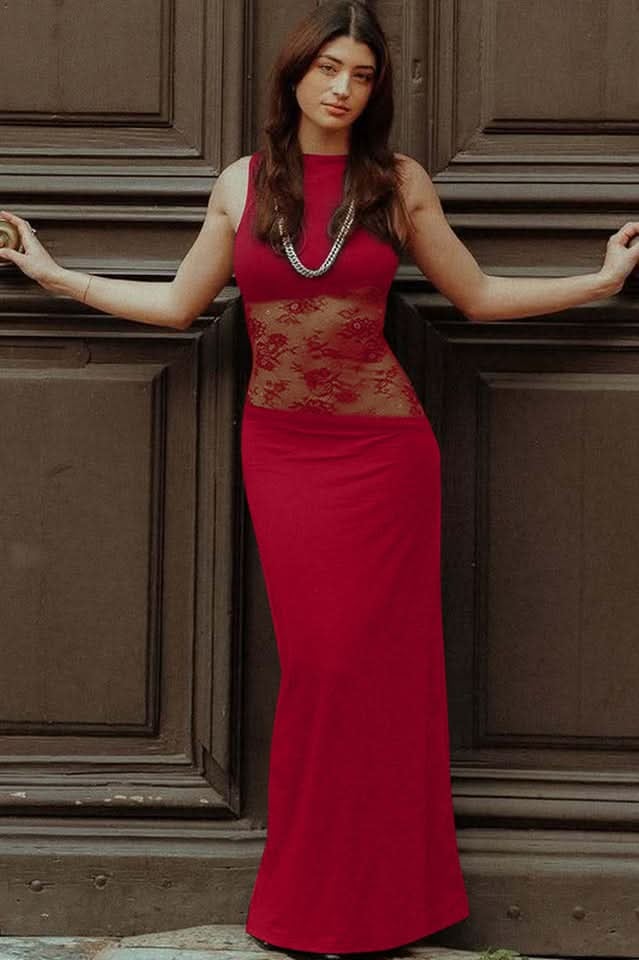 Claire | Women's Sleeveless Lace Maxi Cocktail Dress