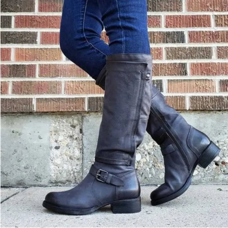 Joanne | Women's Buckled Knee High Riding Boots