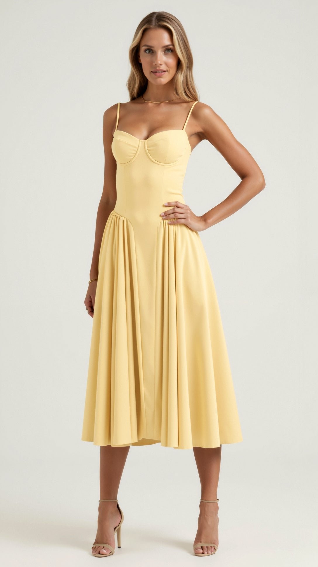 Lucy | Women's Sweetheart Flared Midi Dress