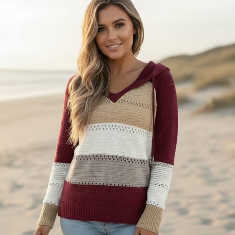 Poppy | Women's Hooded Striped Knit Sweater