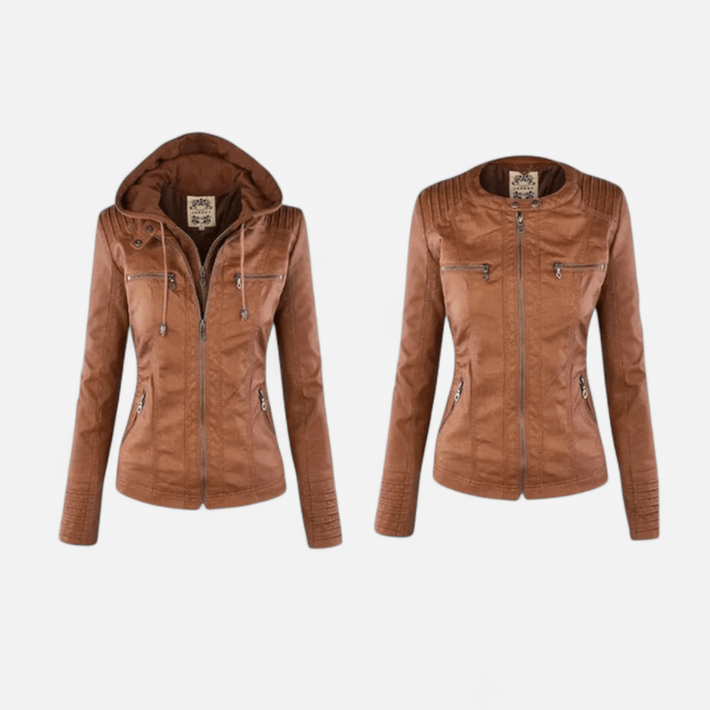 Summer | Women's Hooded Zip-Up Leather Jacket