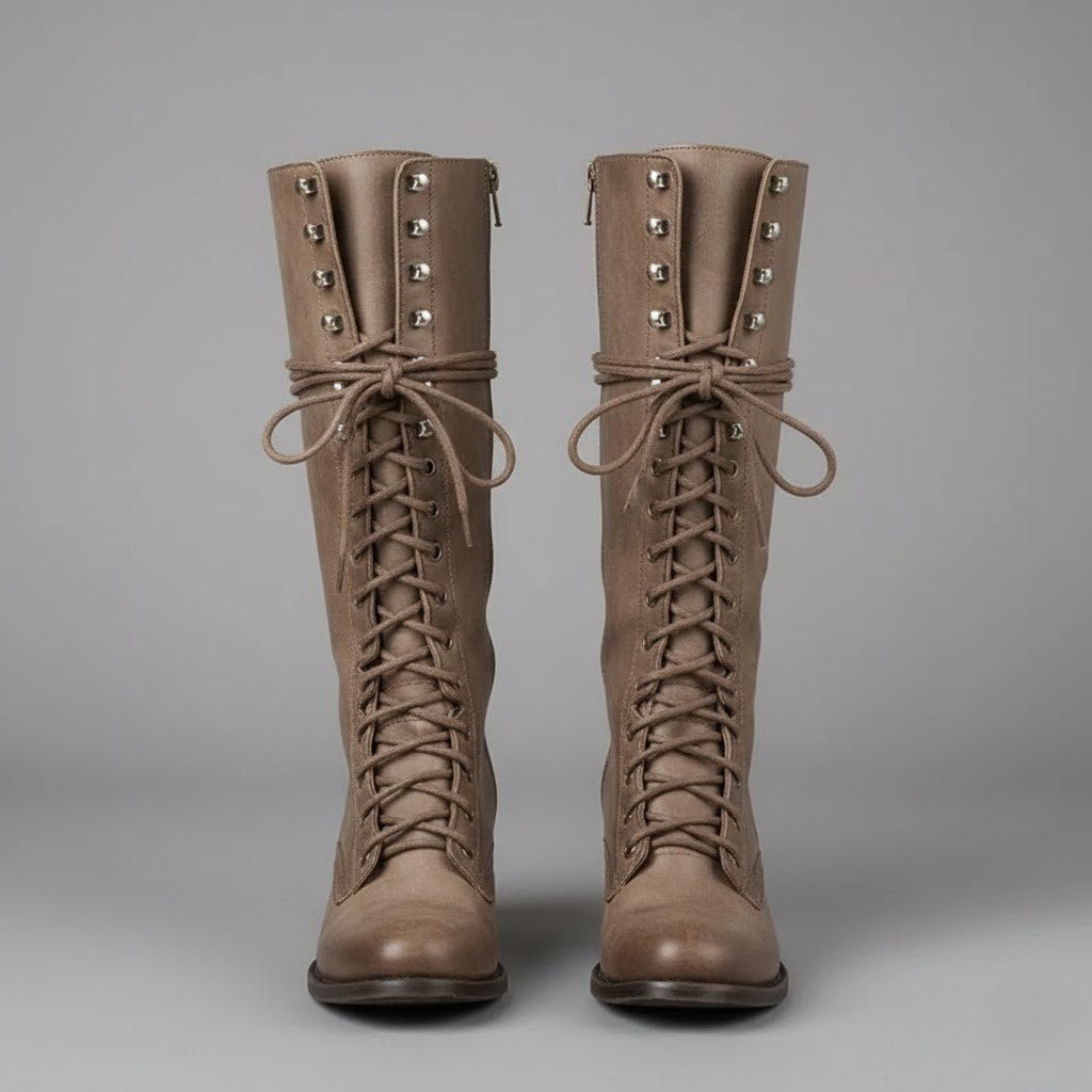 Isabella | Women's Lace-Up Block Heel Knee High Boots