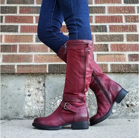 Joanne | Women's Buckled Knee High Riding Boots