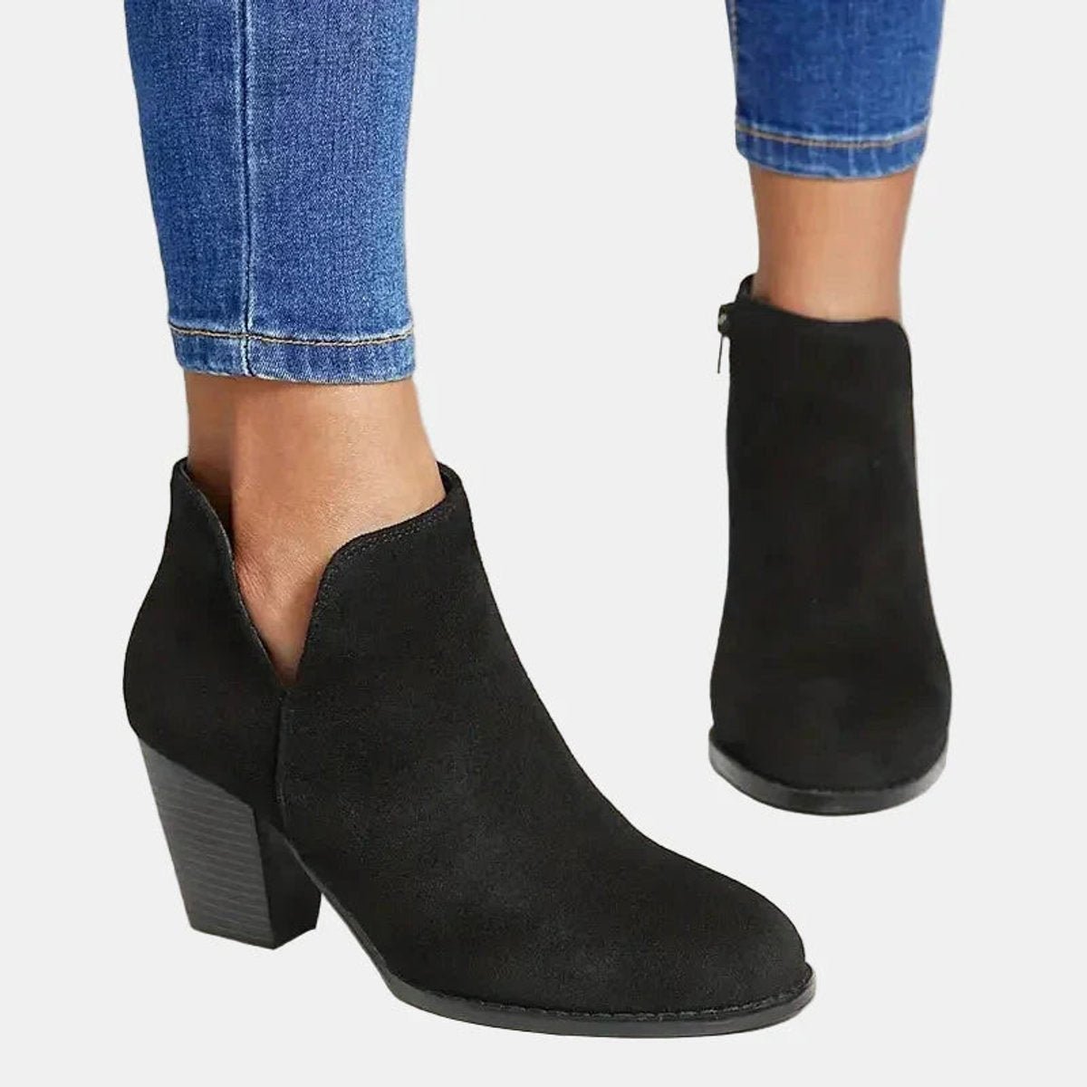 Sharon | Women's Zippered Suede Heeled Ankle Boots