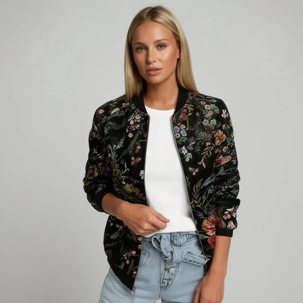 Isla | Women's Printed Zip-Up Bomber Jacket