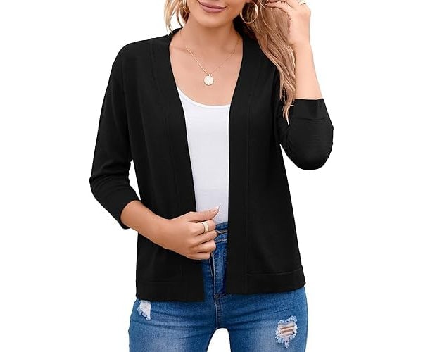 Amber | Women's Relaxed Open-Front Cropped Cardigan