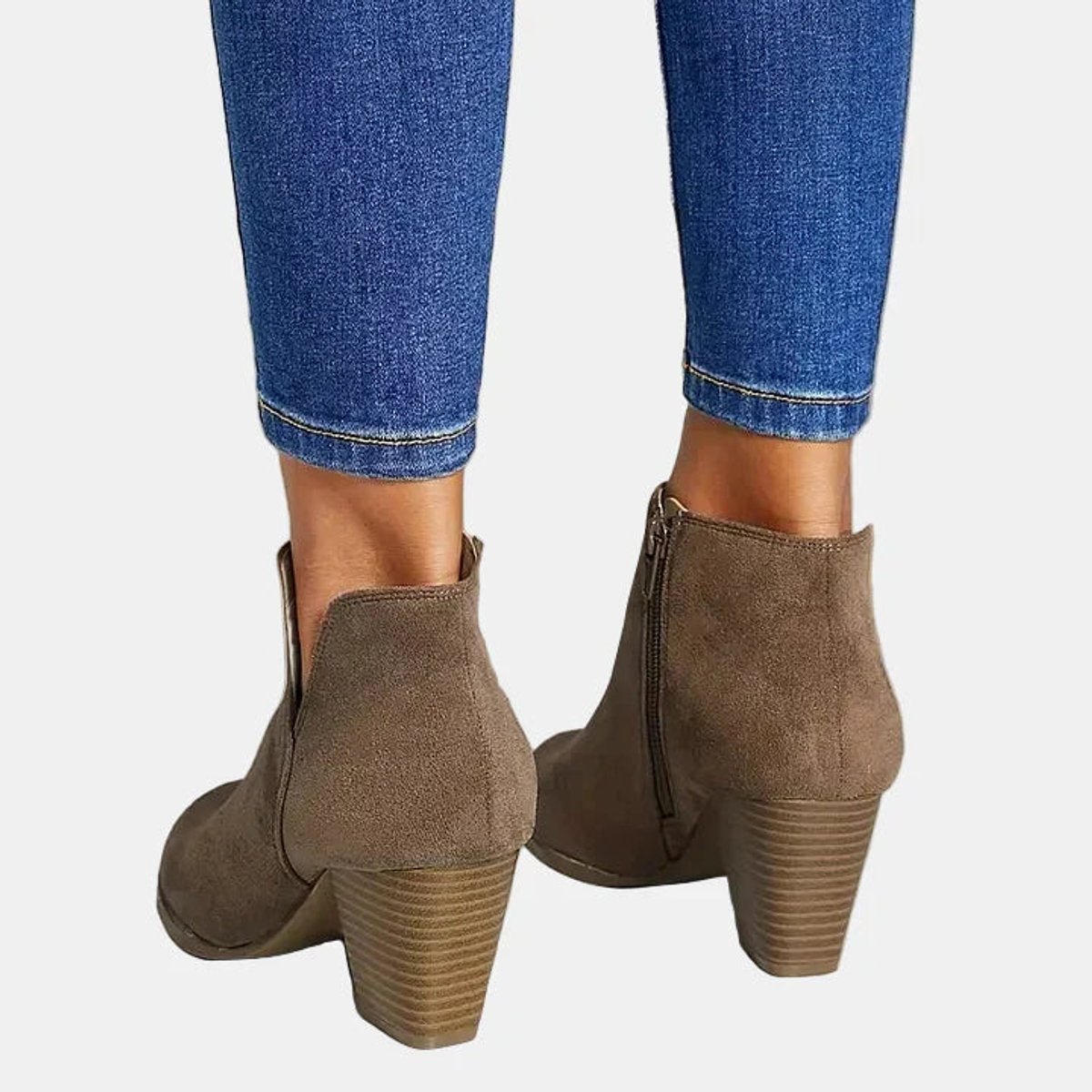 Sharon | Women's Zippered Suede Heeled Ankle Boots