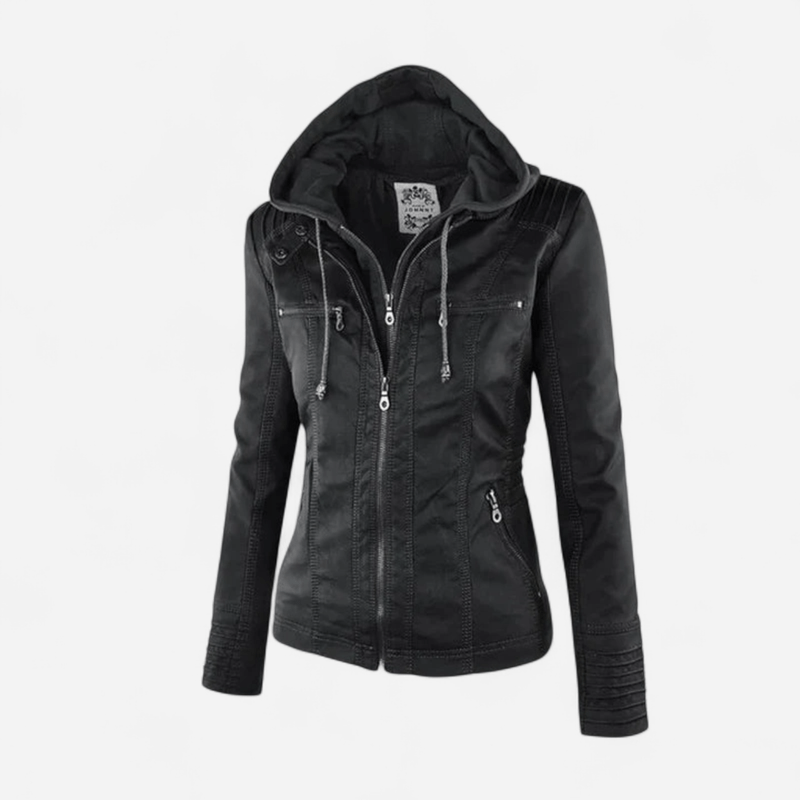 Summer | Women's Hooded Zip-Up Leather Jacket