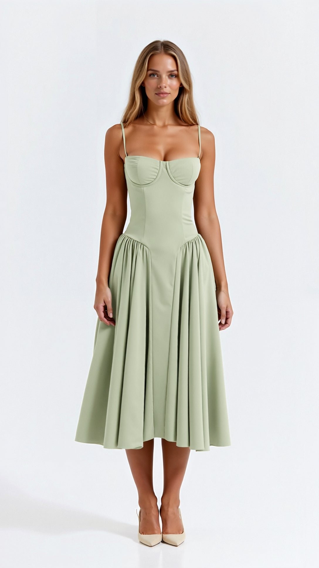 Lucy | Women's Sweetheart Flared Midi Dress