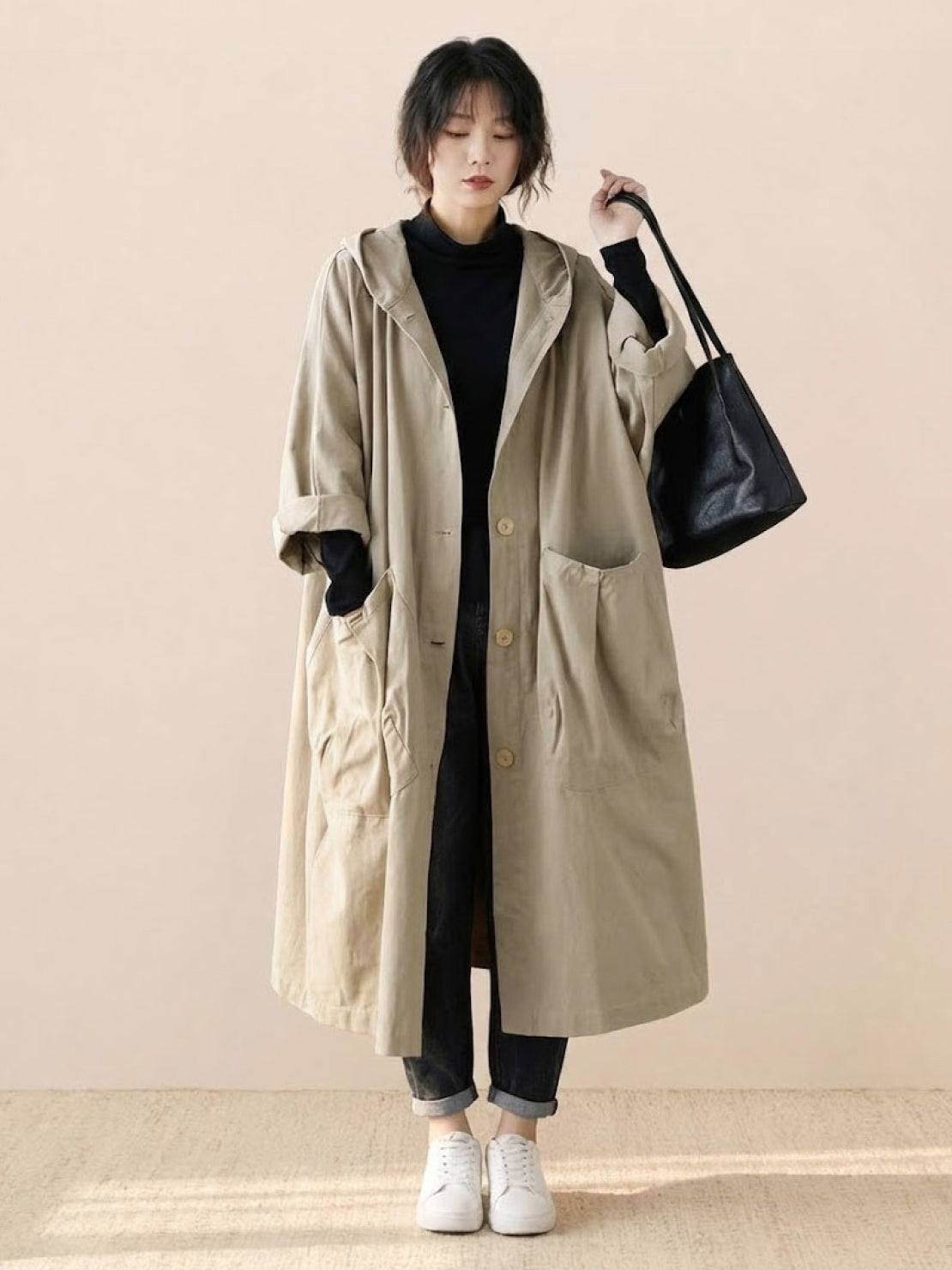 Emma | Women's Oversized Long Coat with Hood