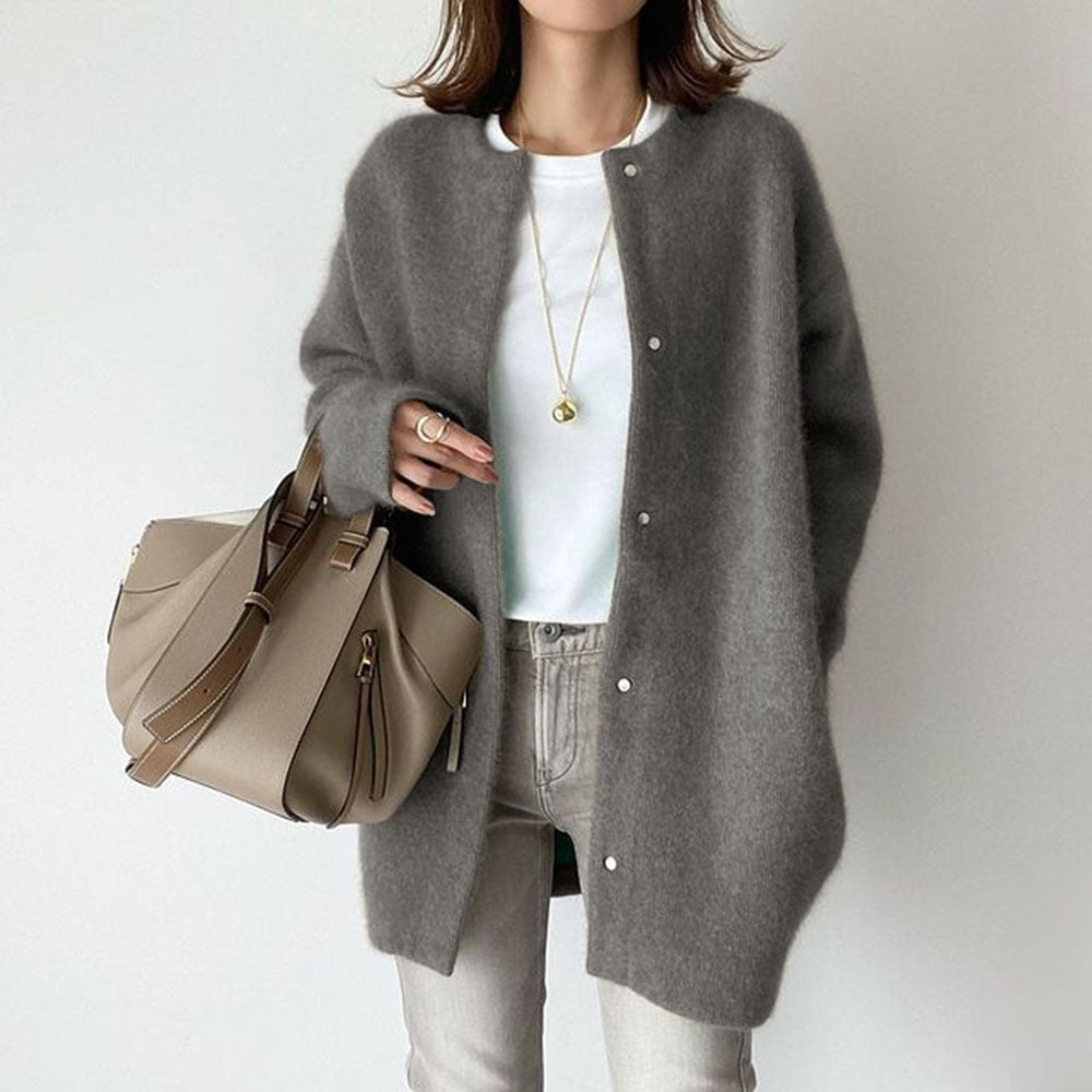 Fiona | Women's Button-Front Wool Long Cardigan