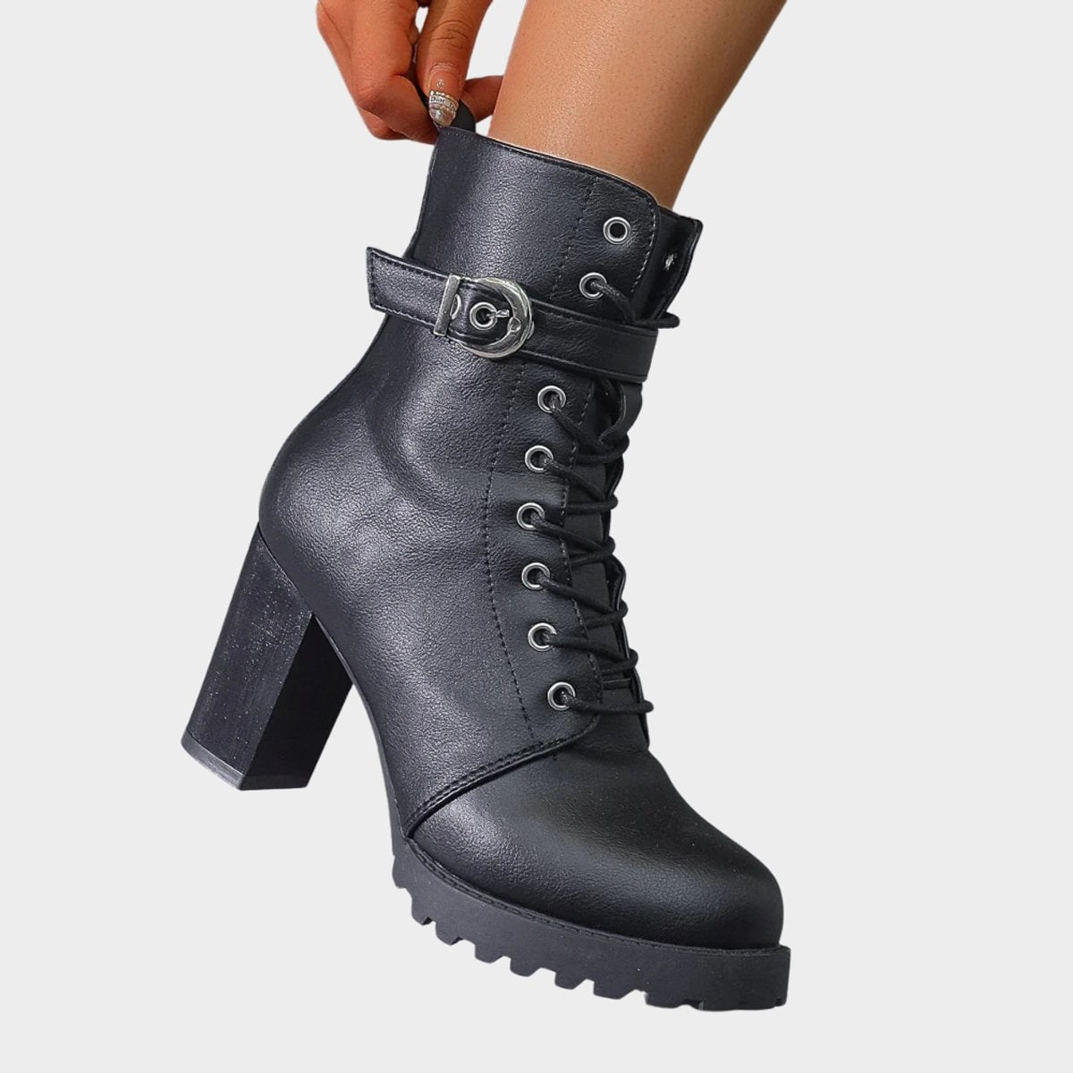Fenella | Women's Lace-Up Heeled Combat Boots