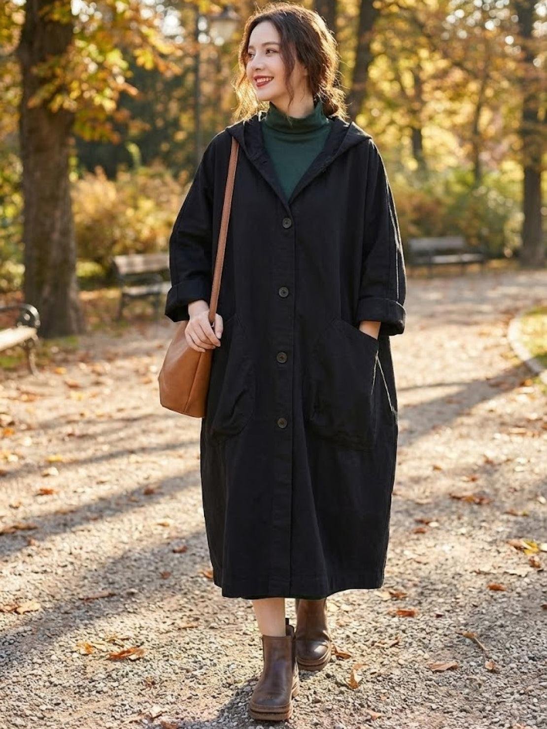 Emma | Women's Oversized Long Coat with Hood