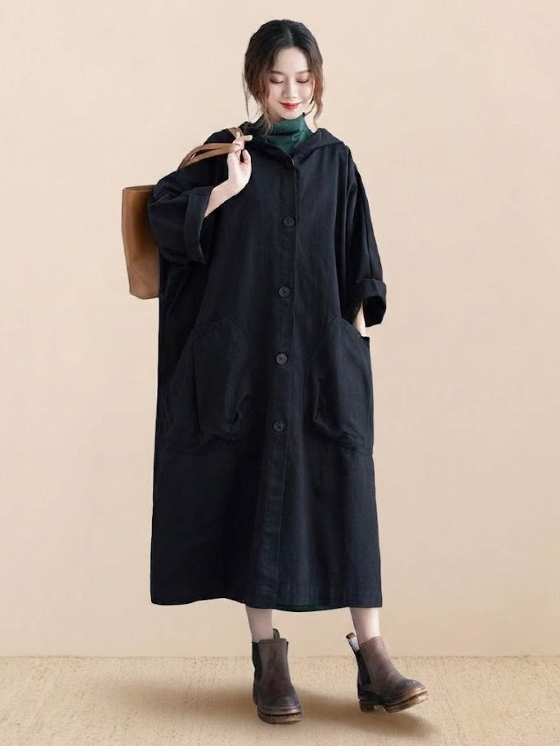Emma | Women's Oversized Long Coat with Hood