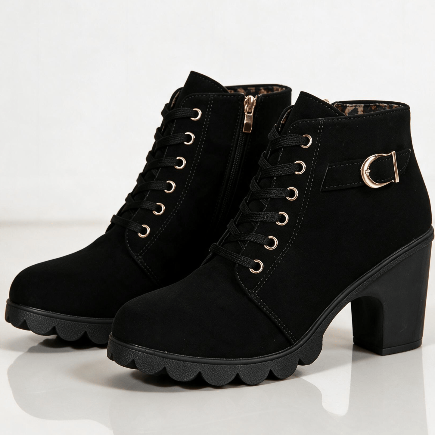 Natasha | Women's Lace-Up Block Heel Ankle Boots