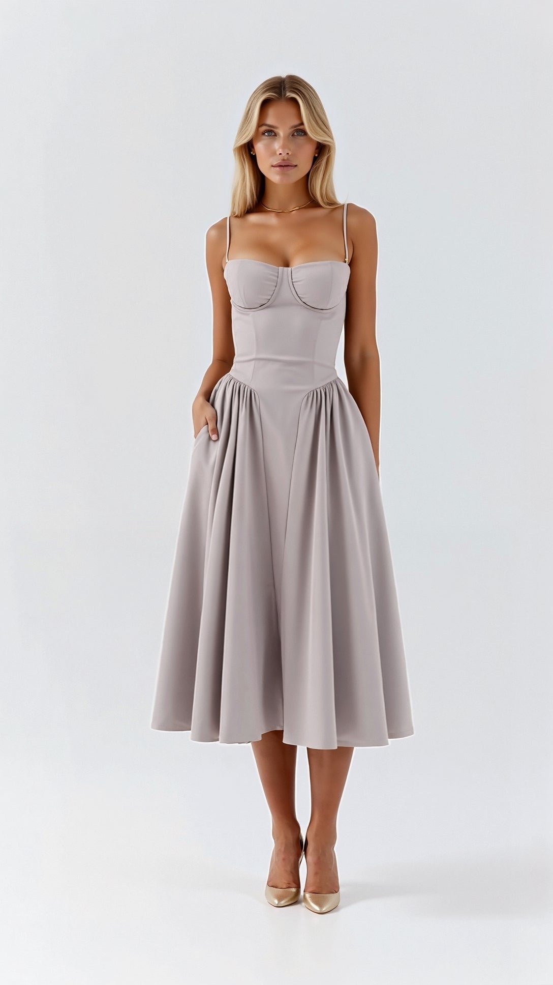 Lucy | Women's Sweetheart Flared Midi Dress