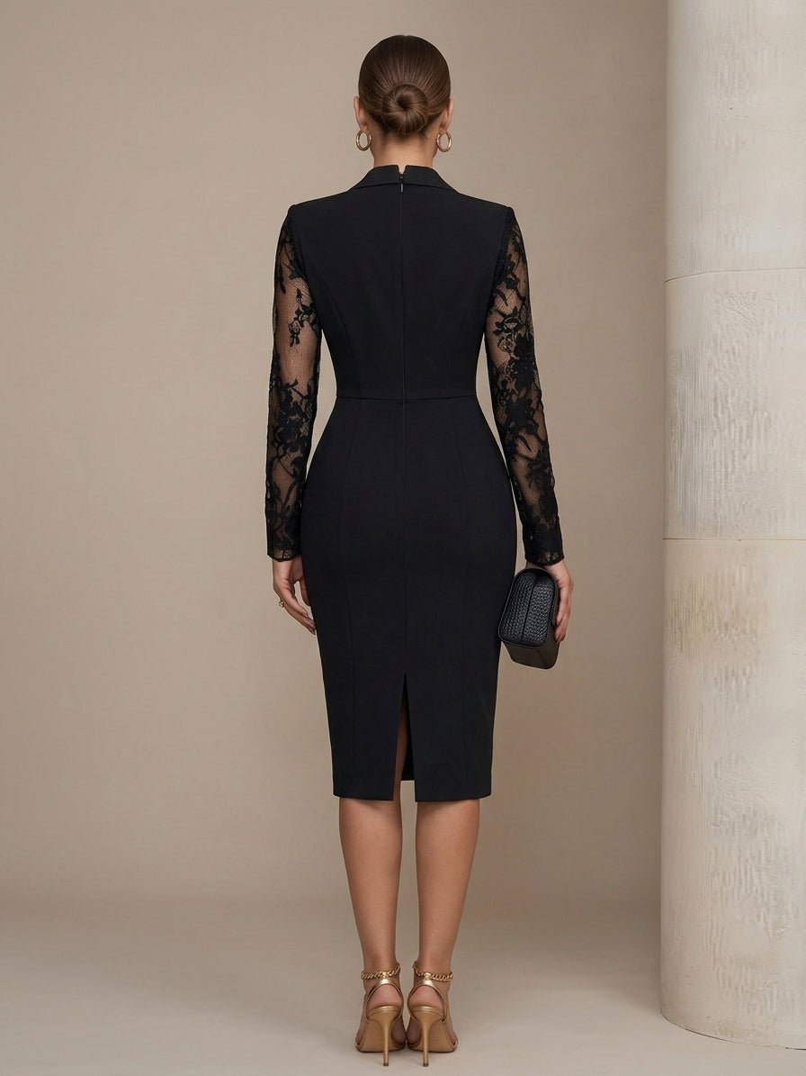 Frances | Women's Structured Lace Midi Cocktail Dress