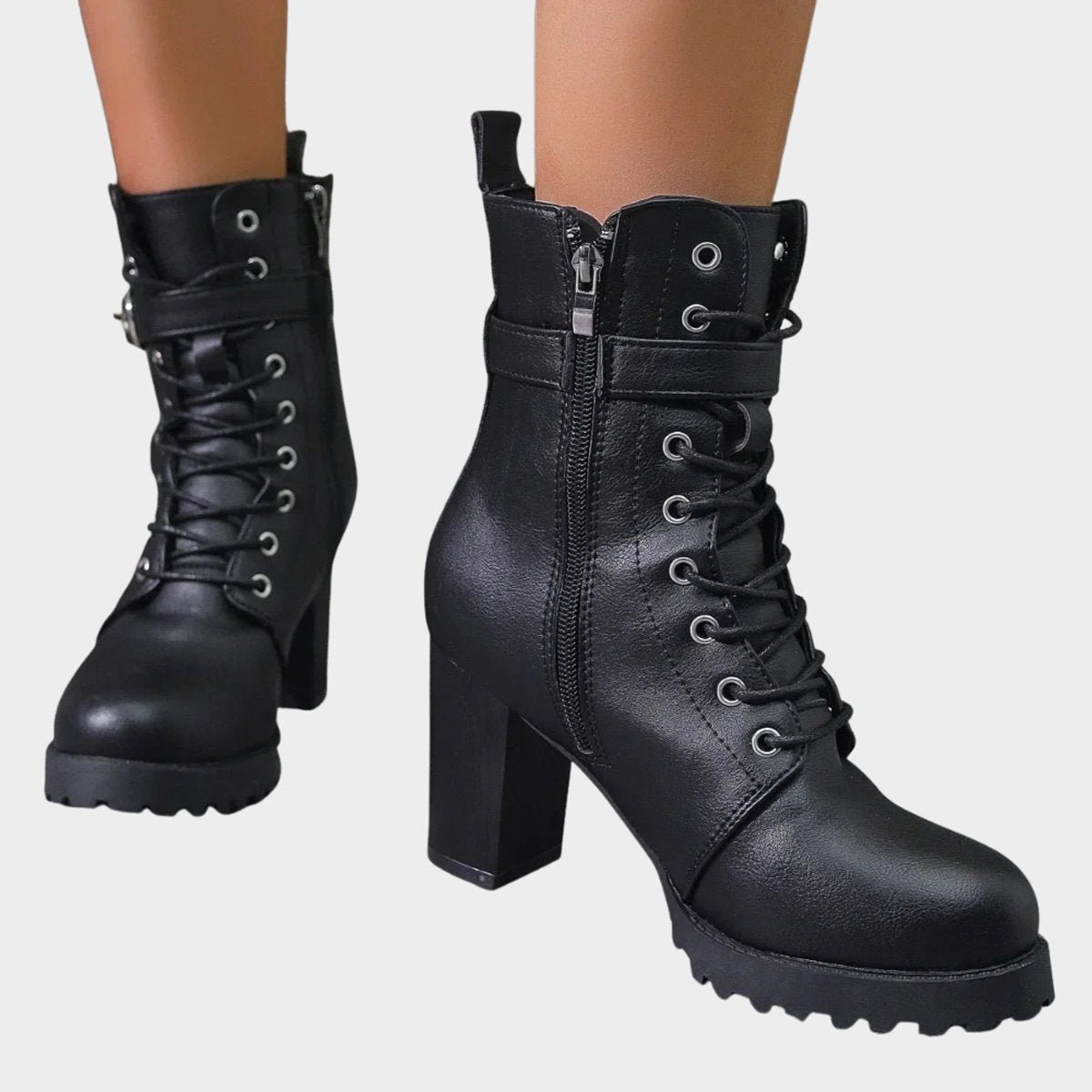 Fenella | Women's Lace-Up Heeled Combat Boots