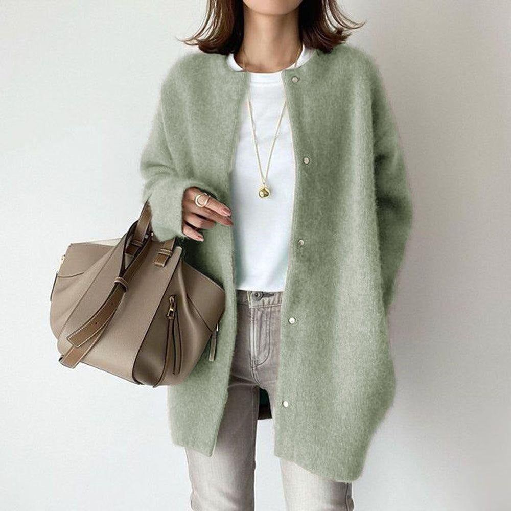 Fiona | Women's Button-Front Wool Long Cardigan