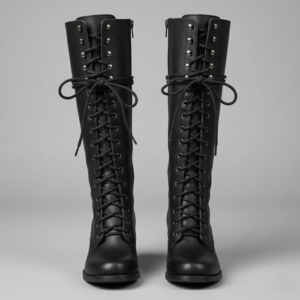 Isabella | Women's Lace-Up Block Heel Knee High Boots