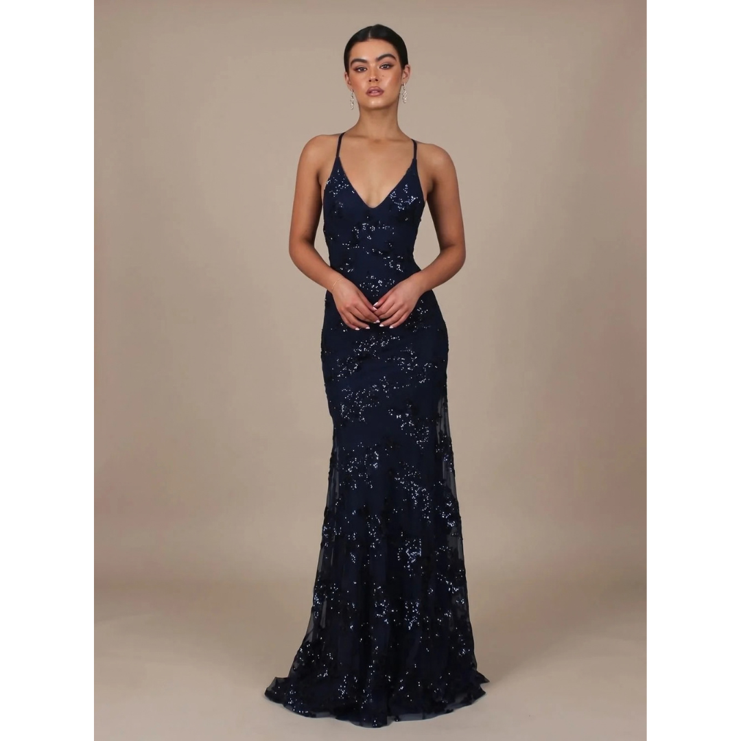 Deborah | Women's Sequined Backless Maxi Evening Dress