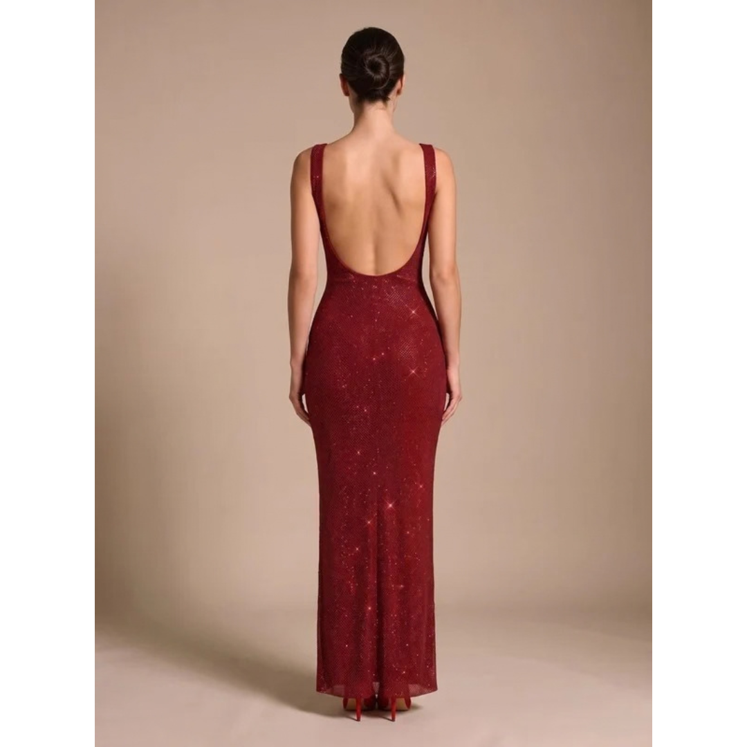 Eliza | Women's Backless Sequin Maxi Evening Dress