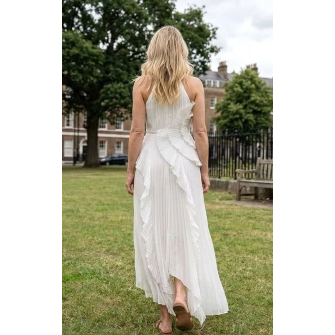 Christine | Women's Elegant Pleated Halter Maxi Dress