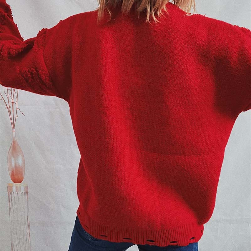 Millie | Women's Distressed Embroided Christmas Sweater