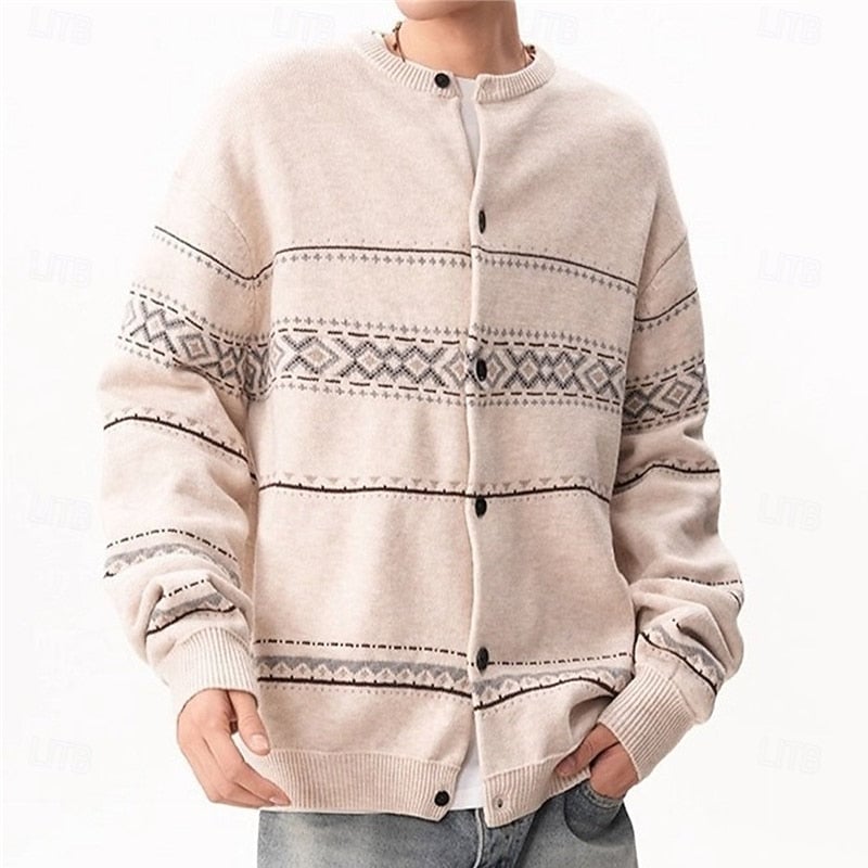 Colin | Men's Geometric Christmas Sweater Cardigan with Buttons