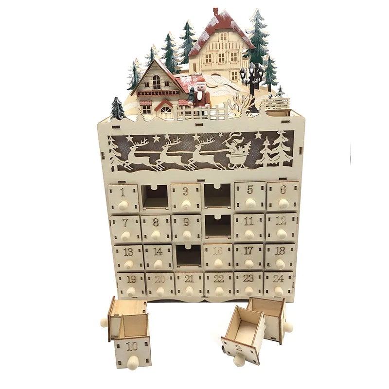 Advent Calendar Illuminated Wooden Compartment Decoration