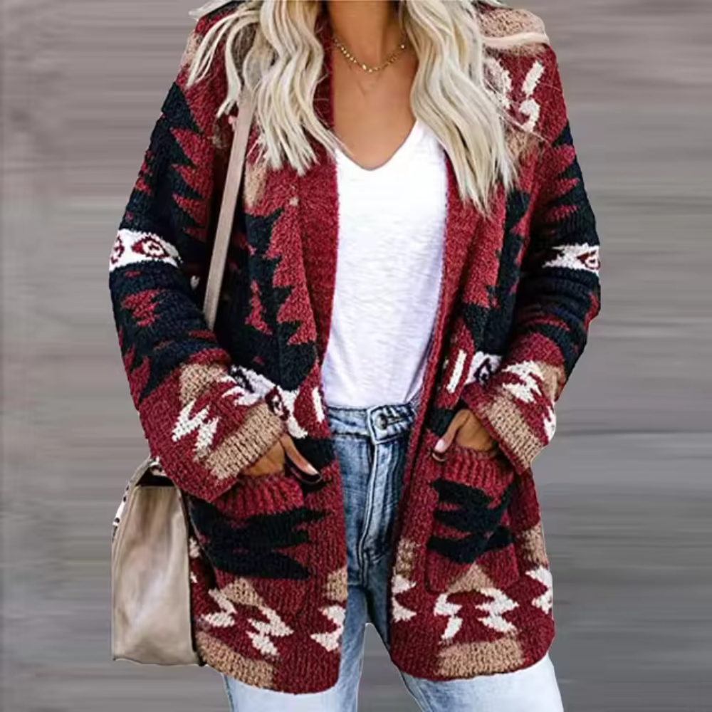 Matilda | Women's Cozy Patterned Gemütlicher Weihnachtspullover