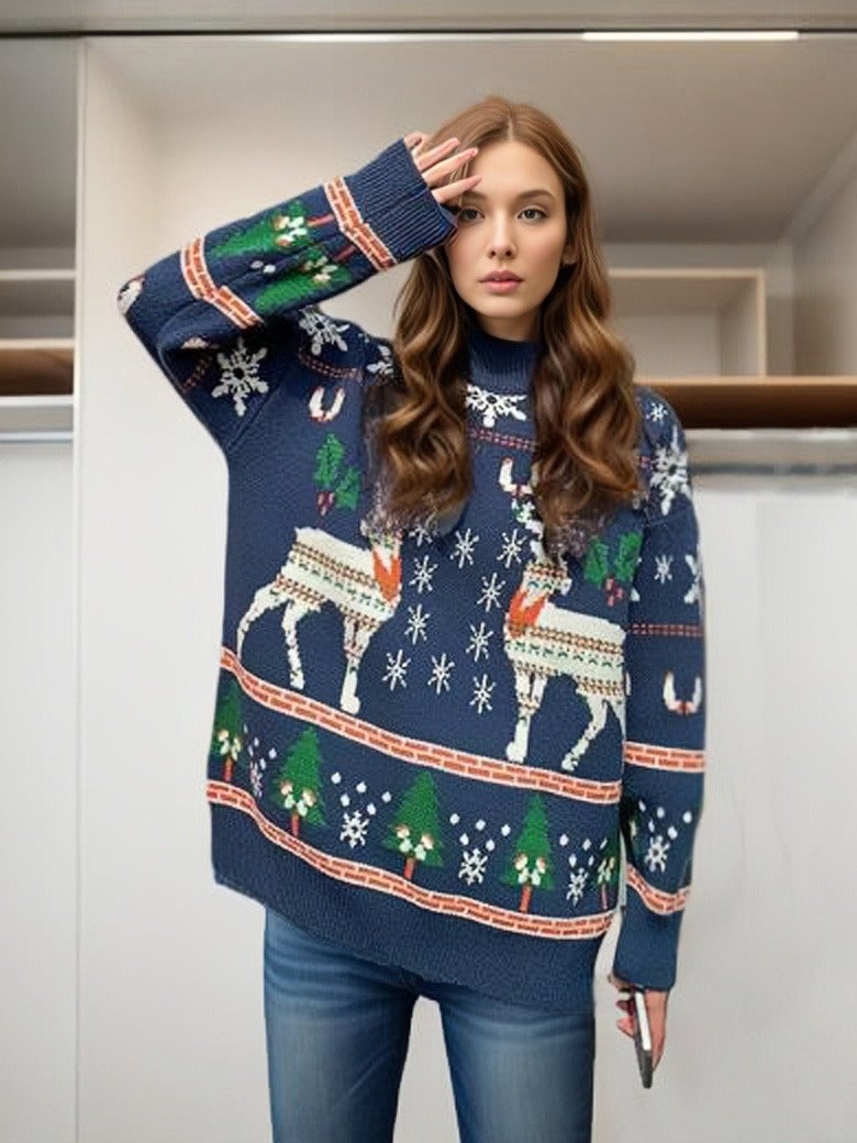 Samantha | Women's Damen Weihnachtspullover mit festlichem Motiv aus hochwertige