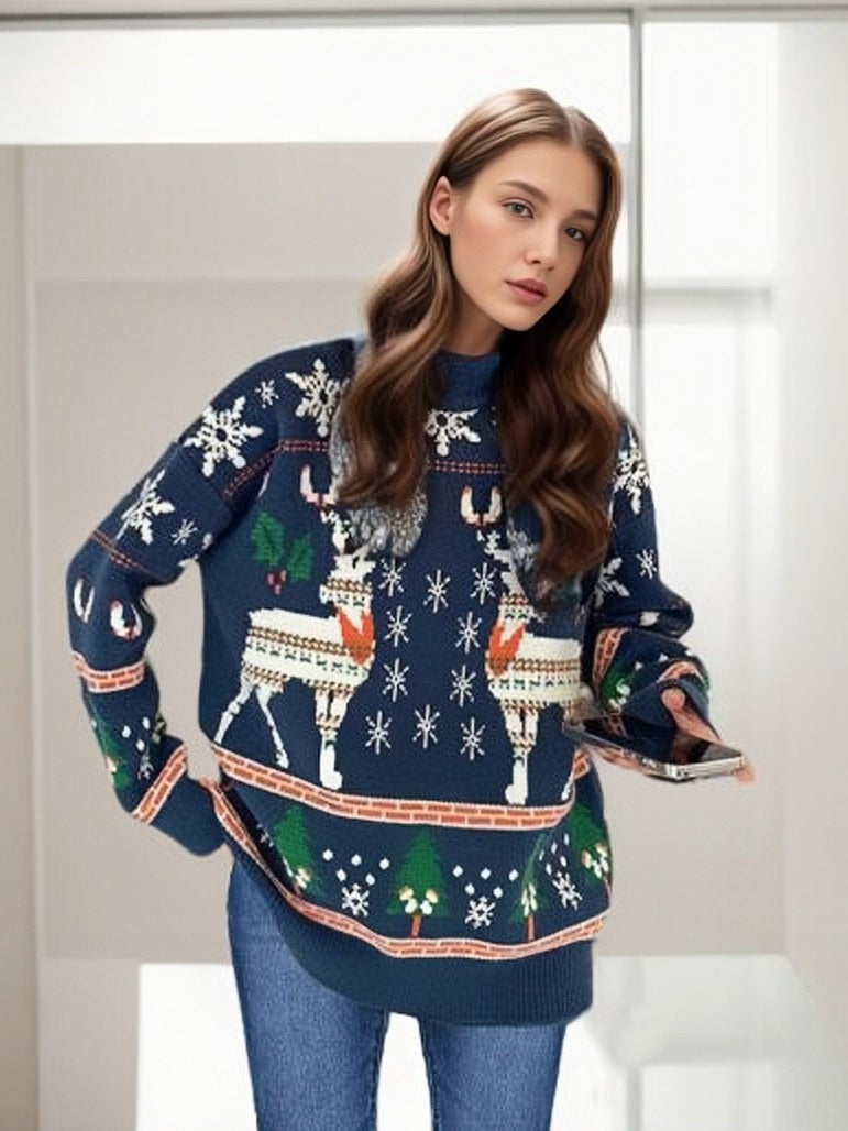 Samantha | Women's Damen Weihnachtspullover mit festlichem Motiv aus hochwertige