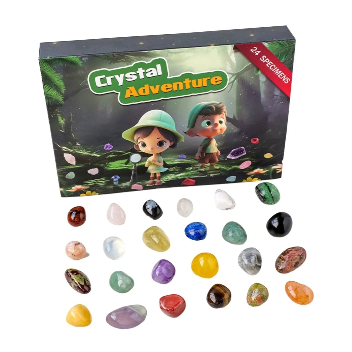 Christmas 24-day Advent Calendar with gemstones Festive Natural Stone Collection