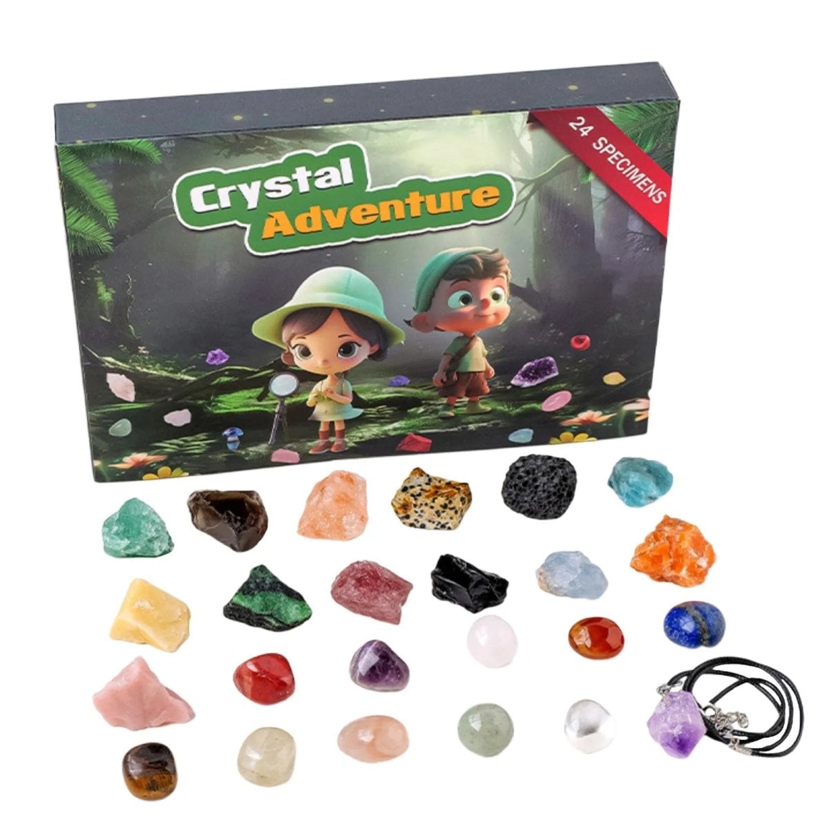 Christmas 24-day Advent Calendar with gemstones Festive Natural Stone Collection