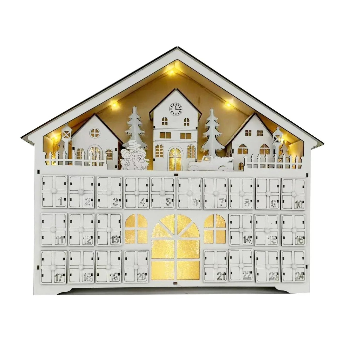 Advent Calendar Illuminated Wooden Compartment Decoration