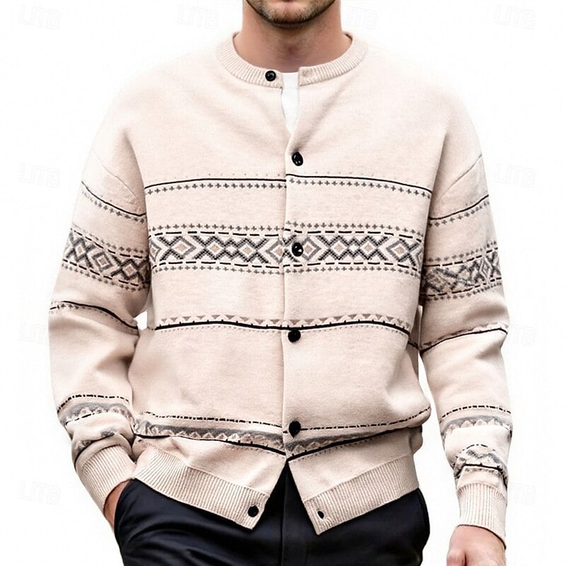 Colin | Men's Geometric Christmas Sweater Cardigan with Buttons