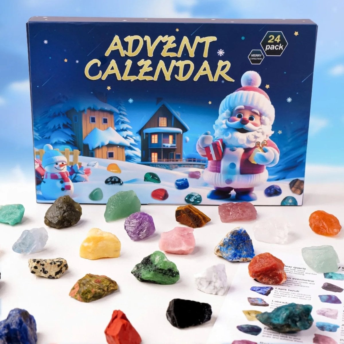 Christmas 24-day Advent Calendar with gemstones Festive Natural Stone Collection
