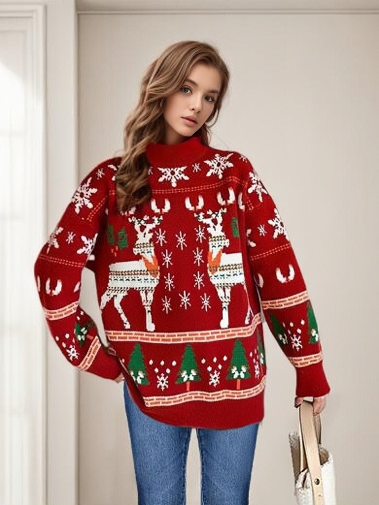 Samantha | Women's Damen Weihnachtspullover mit festlichem Motiv aus hochwertige