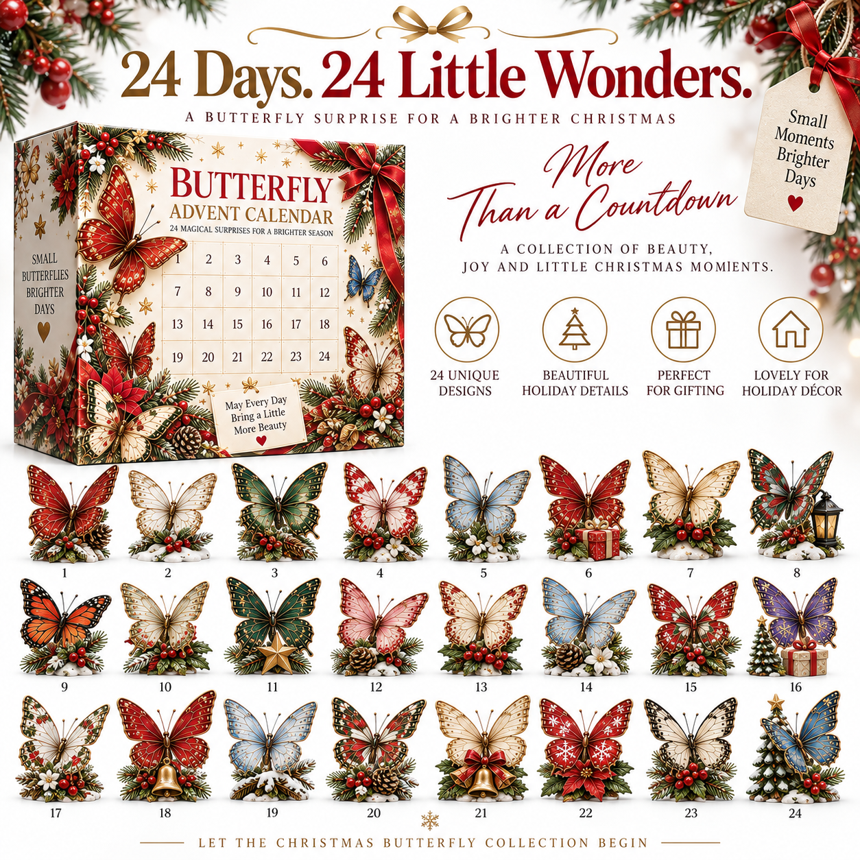 Butterfly Advent Calendar with 24 Magical Surprises