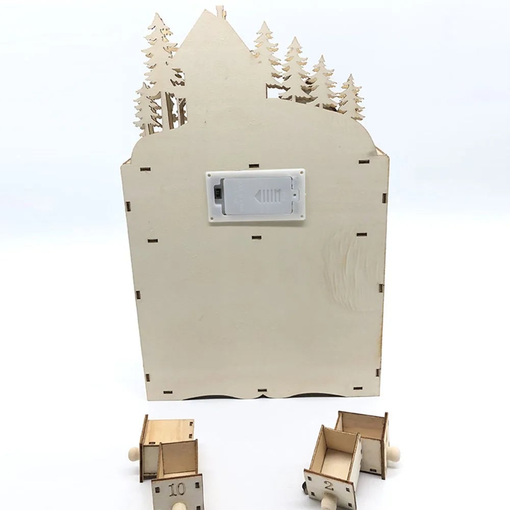 Advent Calendar Illuminated Wooden Compartment Decoration