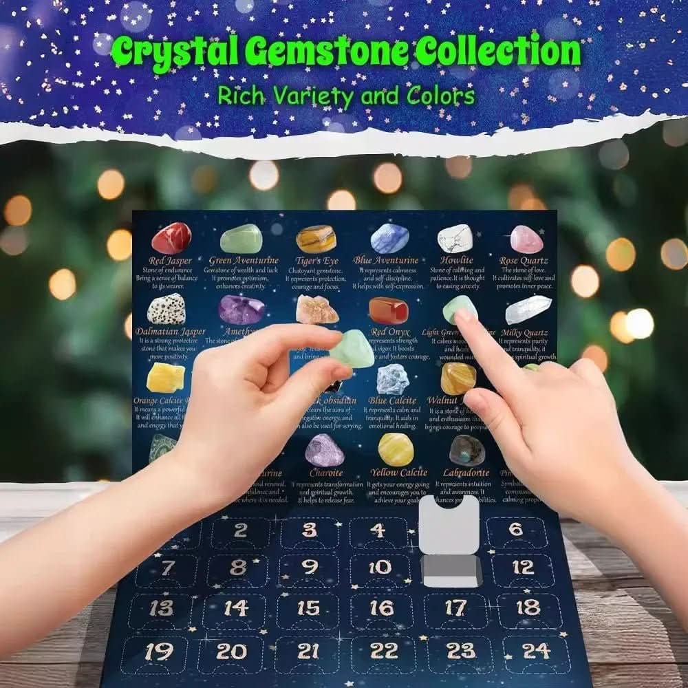Christmas 24-day Advent Calendar with crystals Decorative Gemstone Set