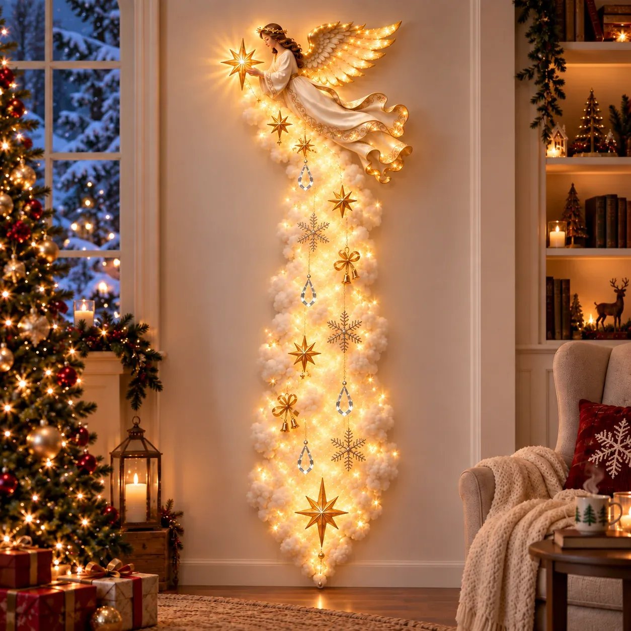 Christmas Wall Decorations Illuminated Vertical Angel Display