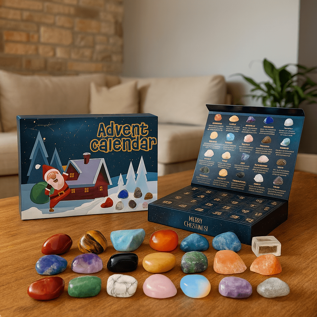 Christmas 24-day Advent Calendar with crystals Decorative Gemstone Set