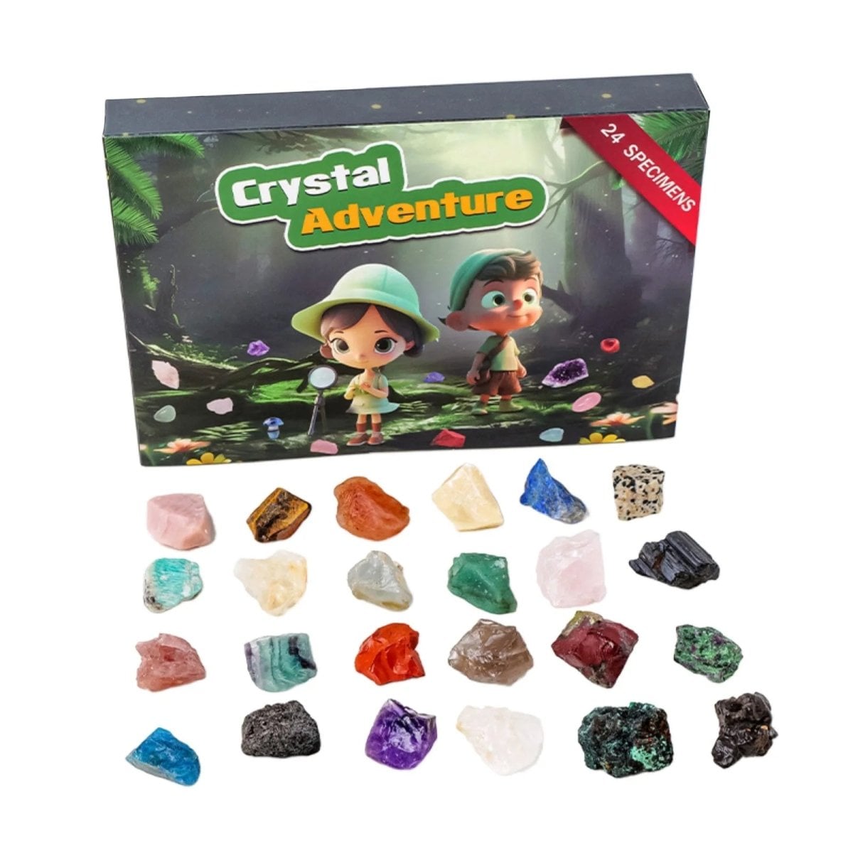 Christmas 24-day Advent Calendar with gemstones Festive Natural Stone Collection